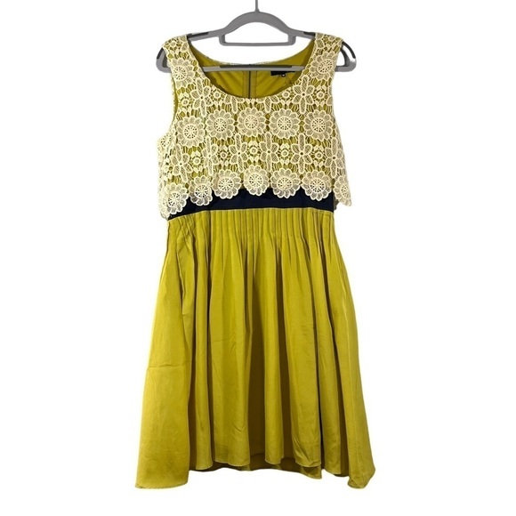 Anthropologie Ryu Lace Overlay Pleated Sleeveless Dress - Picture 1 of 14